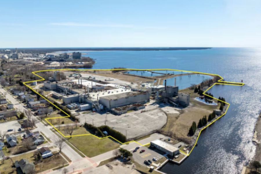 Photo showing the 92-acre former DPI site in Alpena, MI that is currently under demolition.