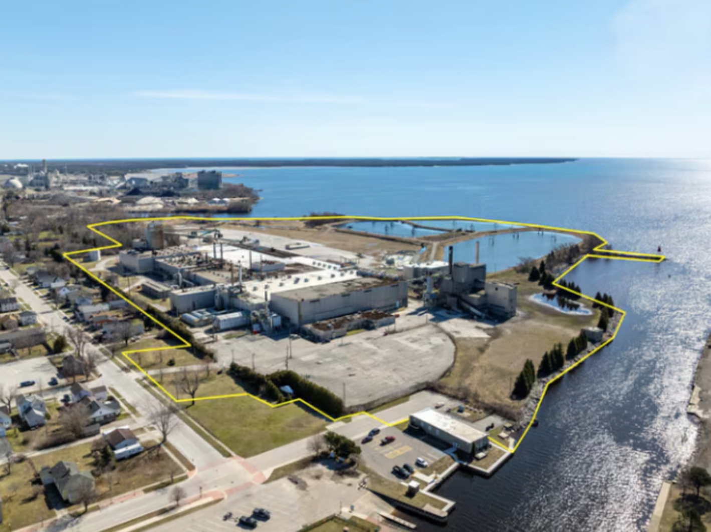 Photo showing the 92-acre former DPI site in Alpena, MI that is currently under demolition.